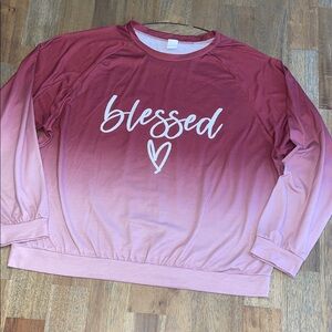 3/$15 Pink Ombre 'Blessed' Longsleeve